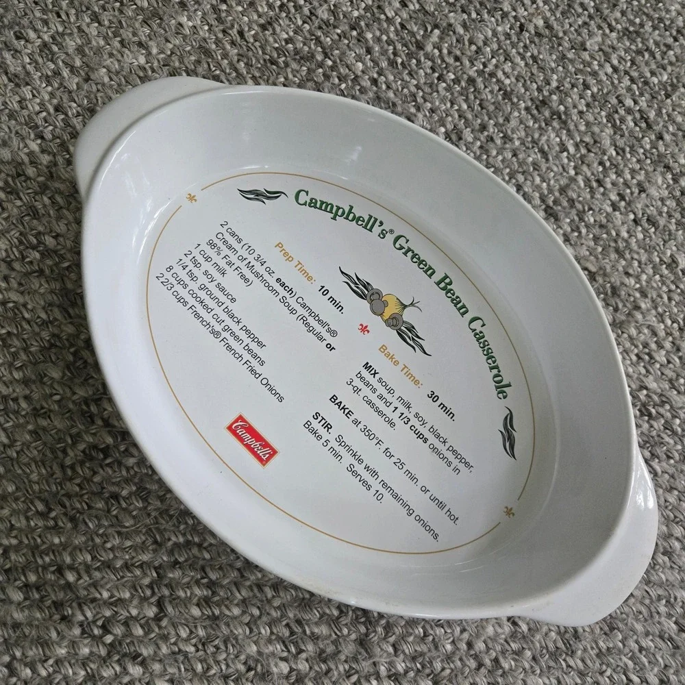 Campbell's Casserole Dish Large 16x11 Green Bean Recipe Ceramic Baker 2006